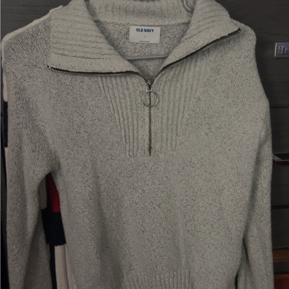 Old Navy Gray Zip Up Sweater Casual Knit